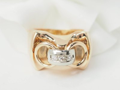 Anello Tank in oro rosa e diamanti