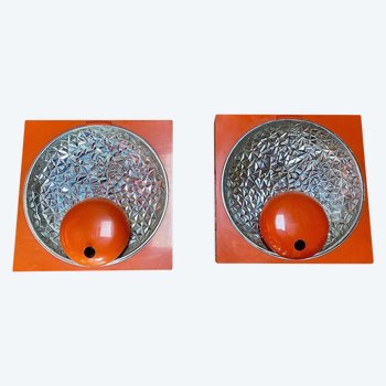 Pair Of Vintage Discolor Sconces