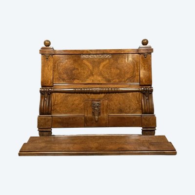 Magnificent and large Art Deco style mahogany center bed circa 1920-1930