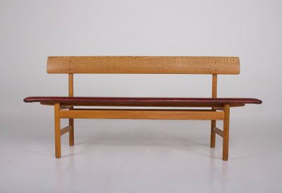 Banc en Chêne et Cuir Cognac Børge Mogensen