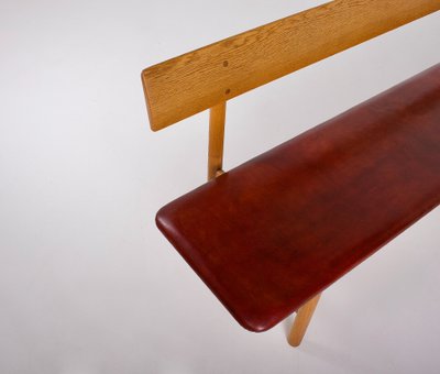 Banc en Chêne et Cuir Cognac Børge Mogensen