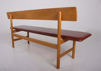 Banc en Chêne et Cuir Cognac Børge Mogensen
