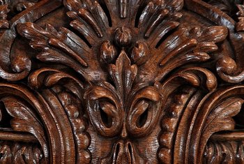  Importante specchio da camino in rovere - Fine XIX secolo