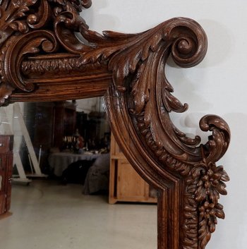  Importante specchio da camino in rovere - Fine XIX secolo