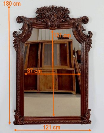  Importante specchio da camino in rovere - Fine XIX secolo