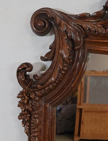  Importante specchio da camino in rovere - Fine XIX secolo