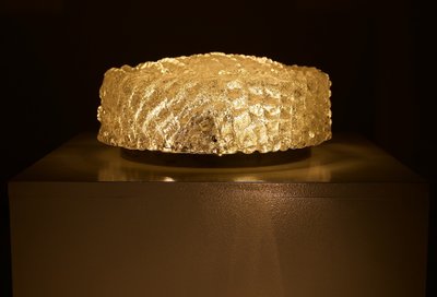 Small Round Ceiling Light in Murano Glass Brass Base