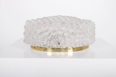 Small Round Ceiling Light in Murano Glass Brass Base