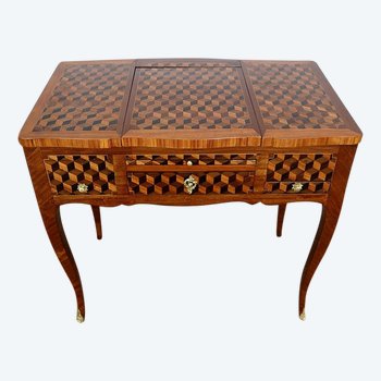 Coiffeuse en Marqueteries de Bois divers, Transition Louis XV / Louis XVI – XVIIIe