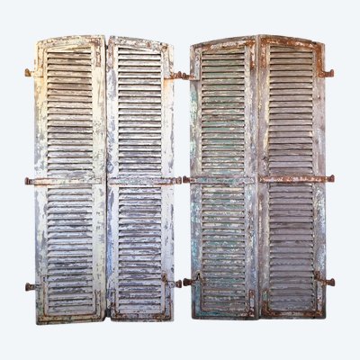 Zwei Paar Alte Jalousien Eiche Schrank Ankleidezimmer Türen Wanddekoration