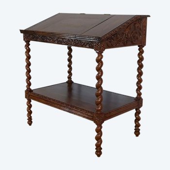 Important desk in solid Oak, Louis XIII style - End of XIXth century