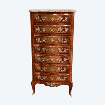  Semainier en placage d’Amarante et Marqueterie, style Louis XV - Début XXe 