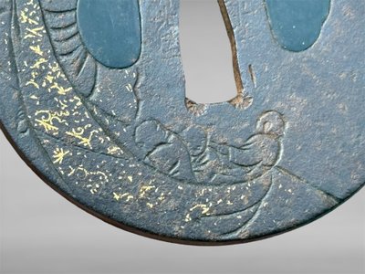 Tsuba Maru Gata Aus Schmiedeeisen, Signiert, Mit Nbthk-Zertifikat - Edo-Zeit (1603-1868).