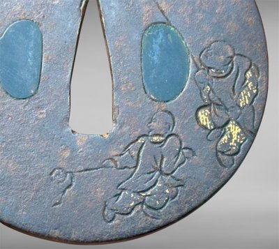 Tsuba Maru Gata Aus Schmiedeeisen, Signiert, Mit Nbthk-Zertifikat - Edo-Zeit (1603-1868).