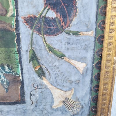 Großes Wandgemälde mit Tapete und Spiegel, Italien XVIII.