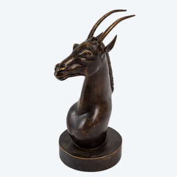 Sculpture Bronze - Tête Oryx - Fonte Début XXème