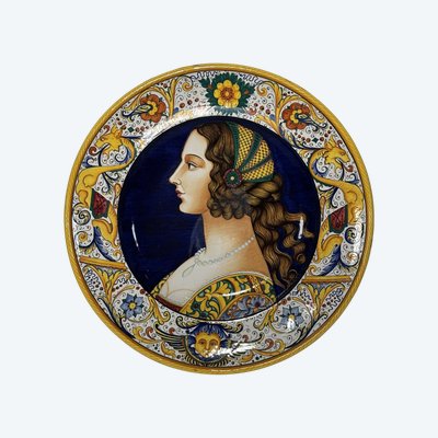 Grand plat décoratif - Deruta signé S. Volpi - Italie Années 1950-1960.