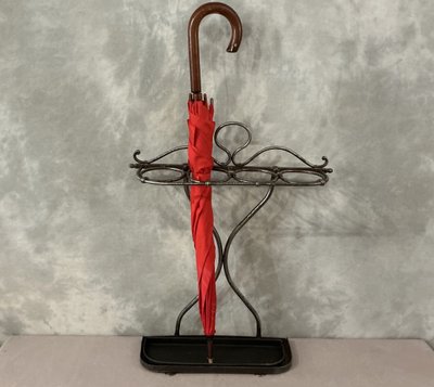 Porte parapluies ancien en fer poli d'époque fin 19 ème 