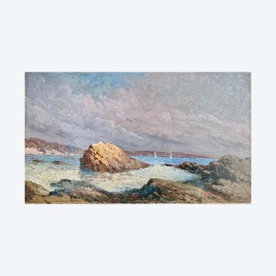 Mare in Bretagna, inizio del XX secolo, firmato