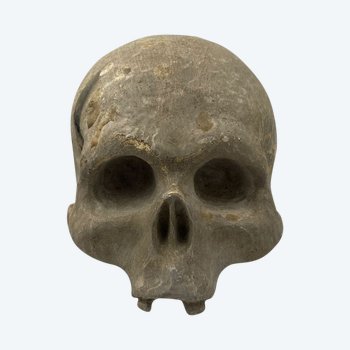 Vanity, Skull In Carved And Lacquered Wood. XVIIIth
