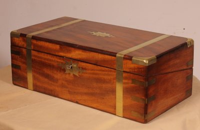 Mahogany Marine Or Campaign Writing Slope With A Hidden Compartment, 19th Century