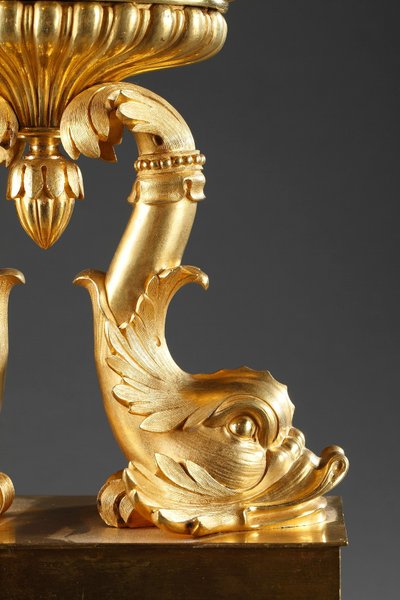 French Restoration pair of cups with dolphins 
