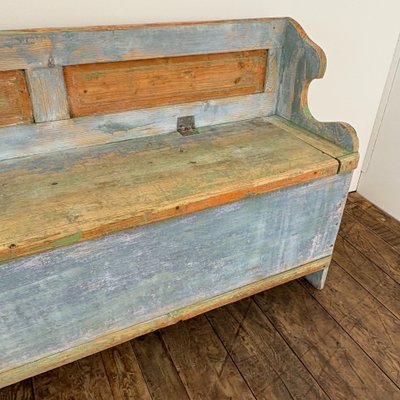 Long Alsatian storage bench, 19th century