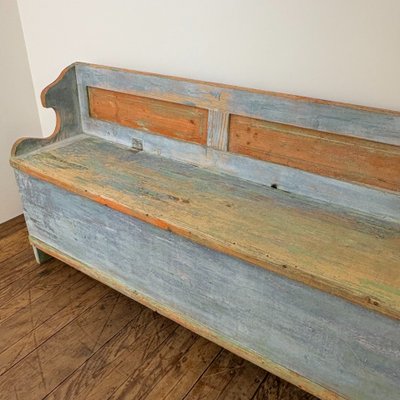 Long Alsatian storage bench, 19th century