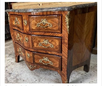 Commode en marqueterie d'époque Louis XV - Parfait état - 