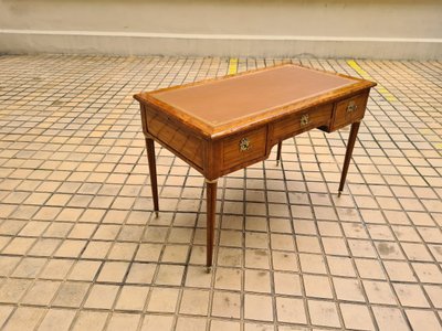 Scrivania piatta in stile Luigi XVI impiallacciata in palissandro