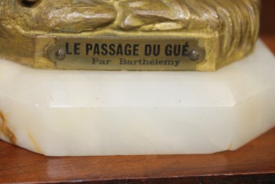 Sculpture en bronze de Barthelemy - le passage du gué - époque 19ème