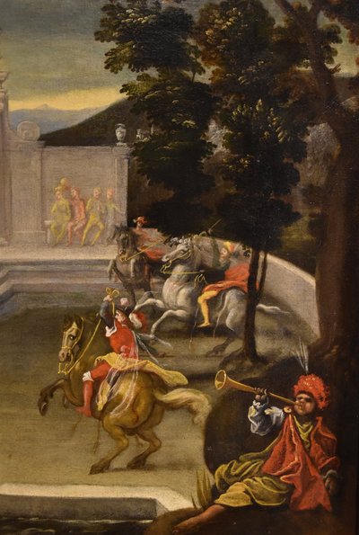 Renaissance Garden With Knightly Festival, Isaac De Moucheron, circle