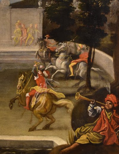 Renaissance Garden With Knightly Festival, Isaac De Moucheron, circle