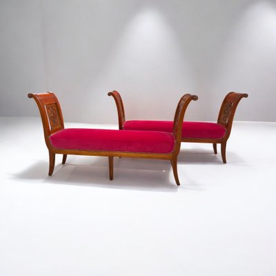 Pair of hallway benches, 19th century Directoire style
