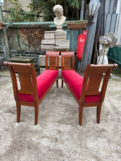 Pair of hallway benches, 19th century Directoire style