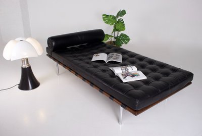 Daybed Barcelona en cuir noir Mies van der Rohe pour Knoll