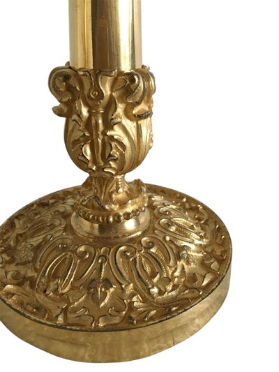 Pair of candlesticks, early 19th century gilt bronze, circa 1820