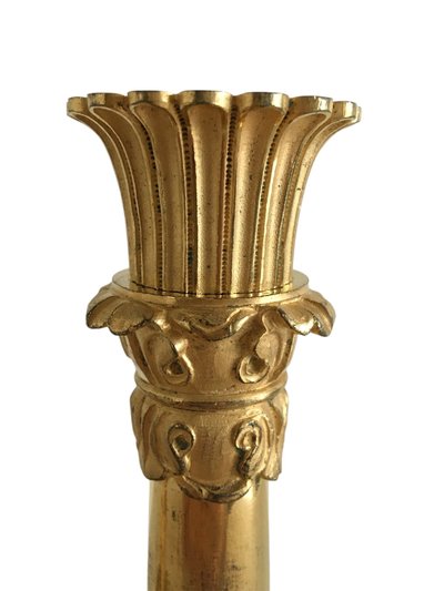 Pair of candlesticks, early 19th century gilt bronze, circa 1820