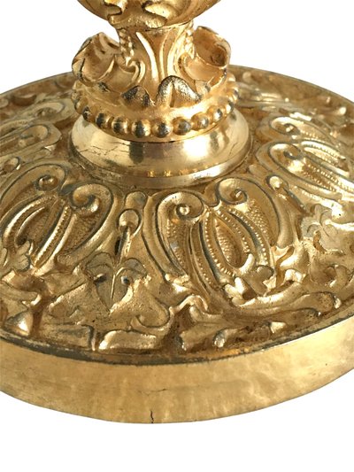 Pair of candlesticks, early 19th century gilt bronze, circa 1820