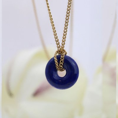 Lapislazuli-Scheibenanhänger mit Kette