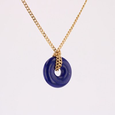Lapislazuli-Scheibenanhänger mit Kette