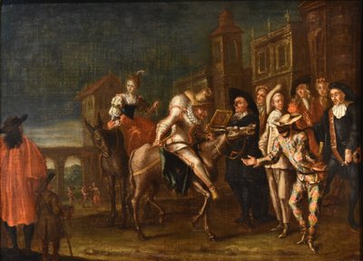 Carnaval à Venise avec Arlequin, Marco Marcola (Vérone, 1711 - 1780)