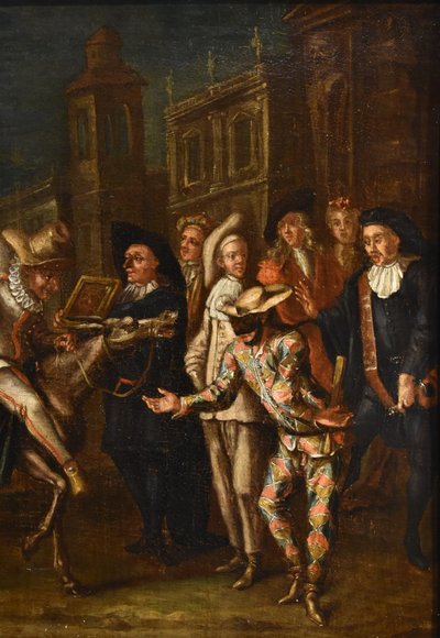 Carnaval à Venise avec Arlequin, Marco Marcola (Vérone, 1711 - 1780)