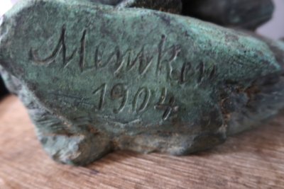 Bronze sculpture "Shepherd and his lamb" dated 1905 and signed