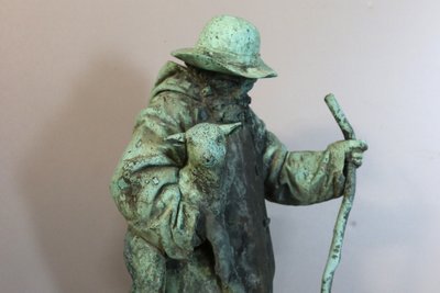 Bronze sculpture "Shepherd and his lamb" dated 1905 and signed