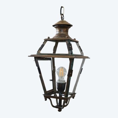 Lanterne vintage en laiton et verre, Italie, années 1980 environ