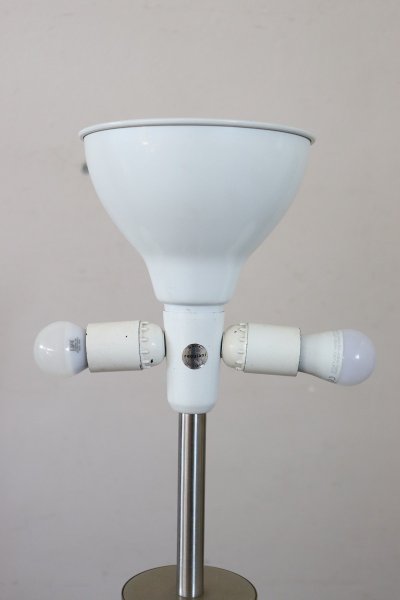 Große Tischlampe aus satiniertem Chromstahl von Goffredo Reggiani, Italien 1970er