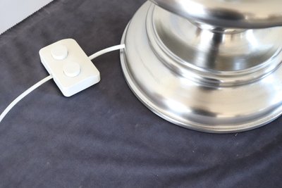 Große Tischlampe aus satiniertem Chromstahl von Goffredo Reggiani, Italien 1970er