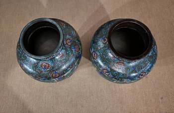 Paire d’Importants Vases en émaux cloisonnés, Japon – XIXe