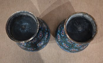 Paire d’Importants Vases en émaux cloisonnés, Japon – XIXe